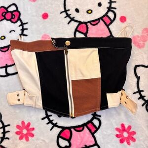 Fashion Nova Black and Brown Colorblock Top